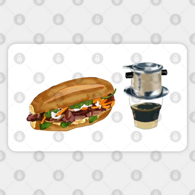 Vietnamese Bánh Mì & Cà Phê Sữa (Banh Mi and Cafe au Lait) Magnet by AZNSnackShop